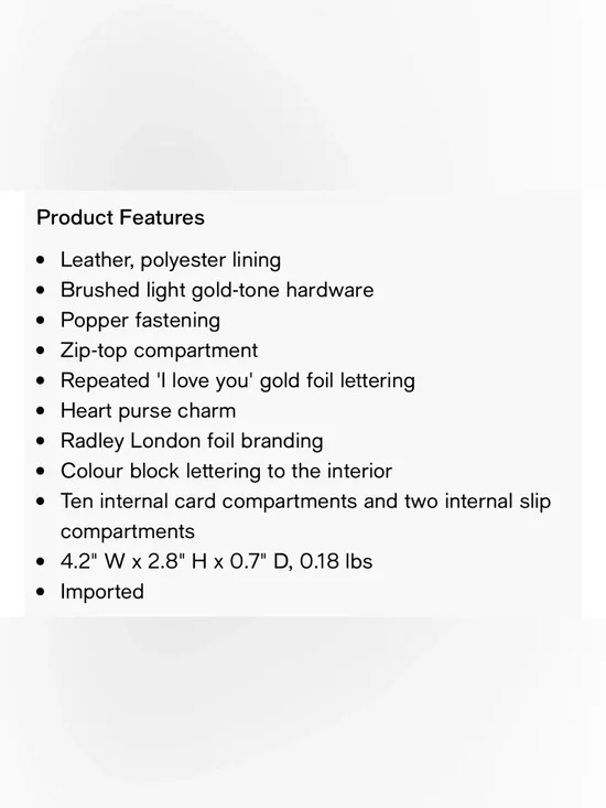 Radley London I Love You Medium Bifold - Picture 8 of 8